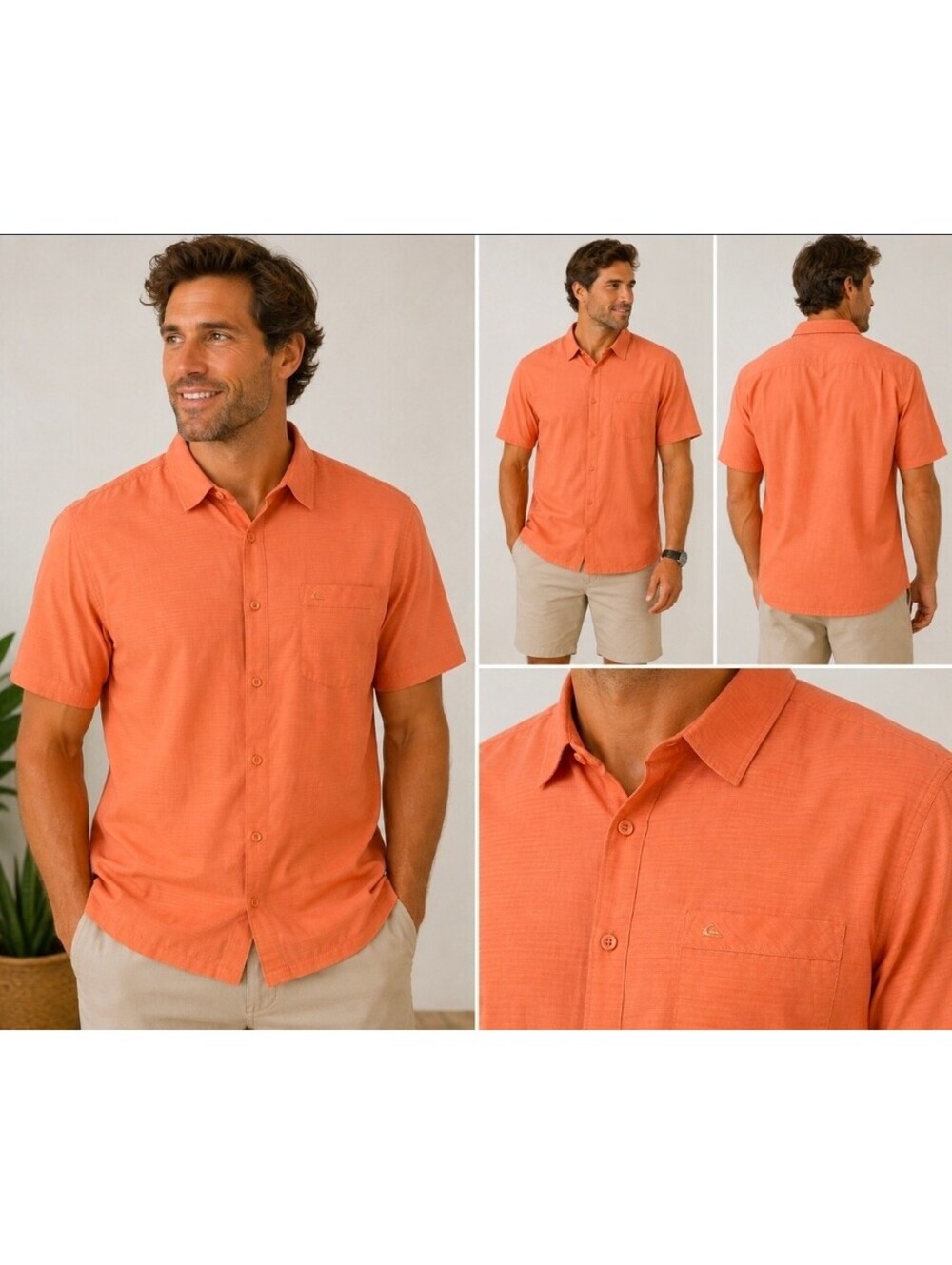 Quiksilver Waterman Collection Men’s Large Coral Comfort Fit Short Sleeve Shirt